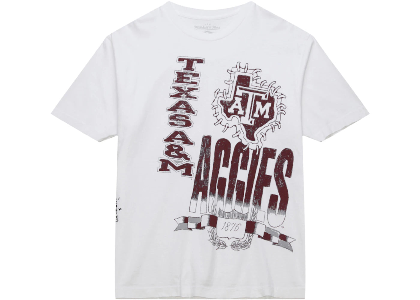 Travis Scott x Mitchell & Ness Texas A&M Aggies Hand-Drawn T-Shirt White
