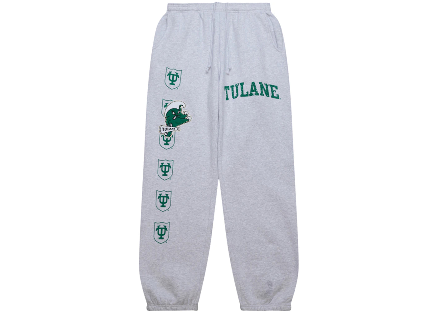 Travis Scott x Mitchell & Ness Tulane Green Wave Classic Sweatpants Heather Gray