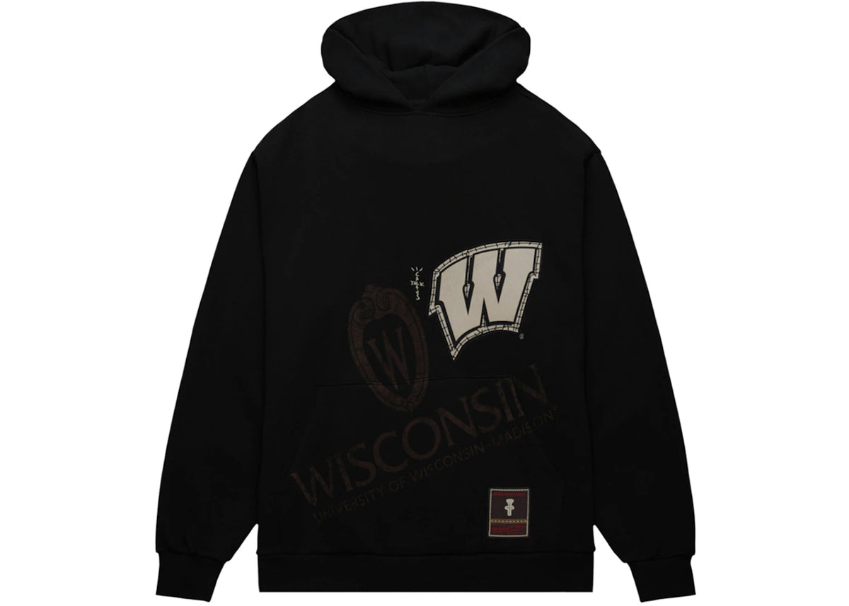 Travis Scott x Mitchell & Ness Wisconsin Badgers Overlap Pullover Hoodie Black