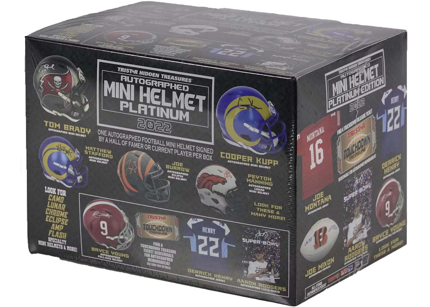 Tristar Hidden Treasures 2022 Autographed Football Mini Helmet Platinum Edition Figure Box