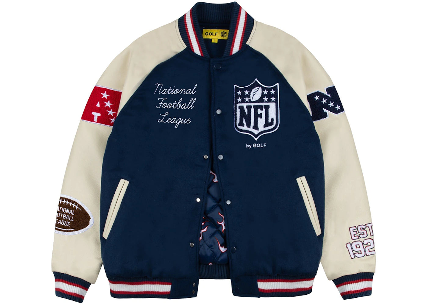 Tyler, The Creator Golf Wang x NFL Letterman Jacket Navy