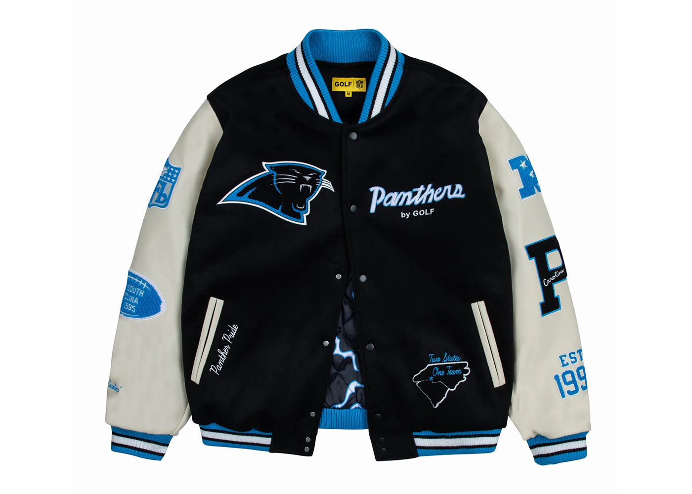Tyler, The Creator Golf Wang x NFL Panthers Letterman Jacket Black