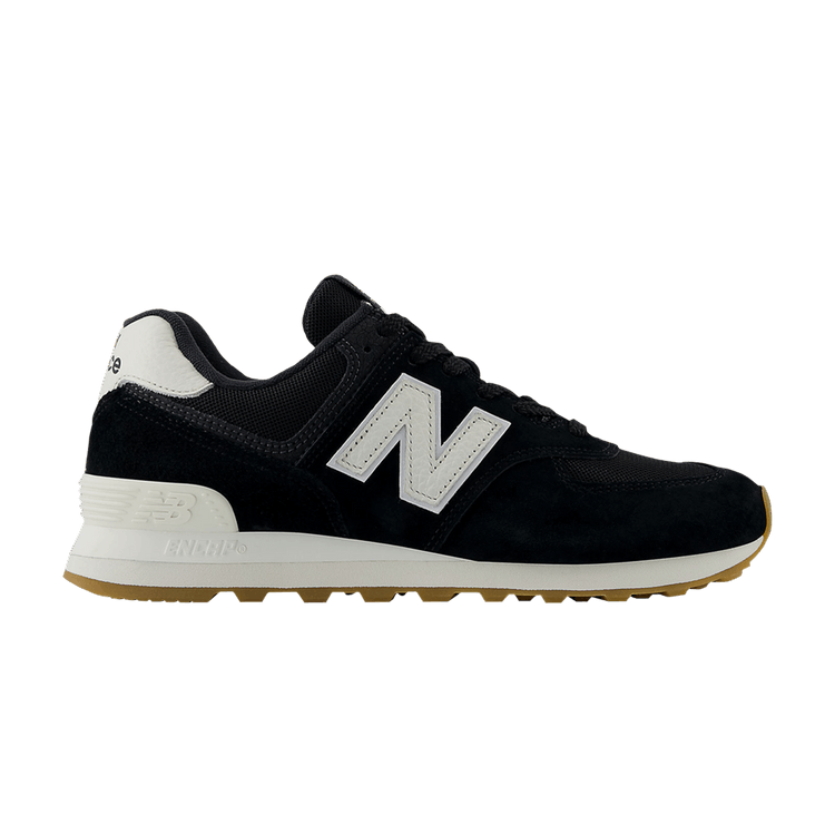 New Balance 574 Black White Gum Brown