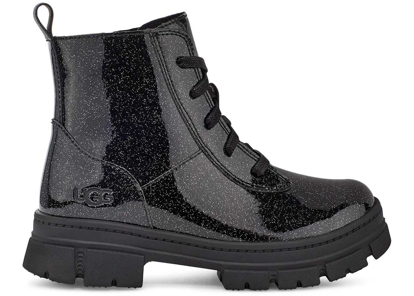 UGG Ashton Lace Up Glitter Boot Glitter Black (Kids)