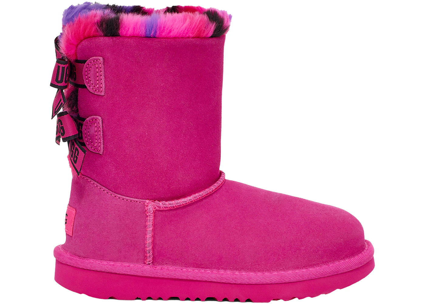 UGG Bailey Bow Plaid Punk Boot Rock Rose (Kids)