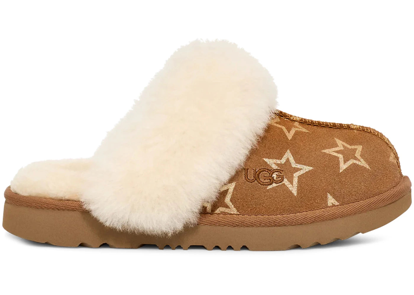 UGG Cozy II Iridescent Stars Slipper Chestnut Gold Iridescent (Kids)