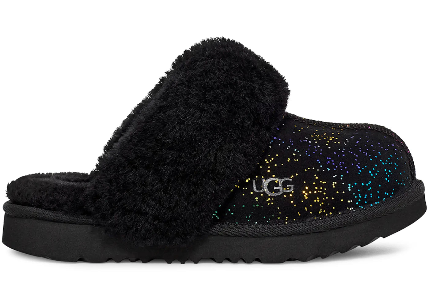 UGG Cozy II Shimmer Sky Slipper Black Rainbow Metallic (Kids)