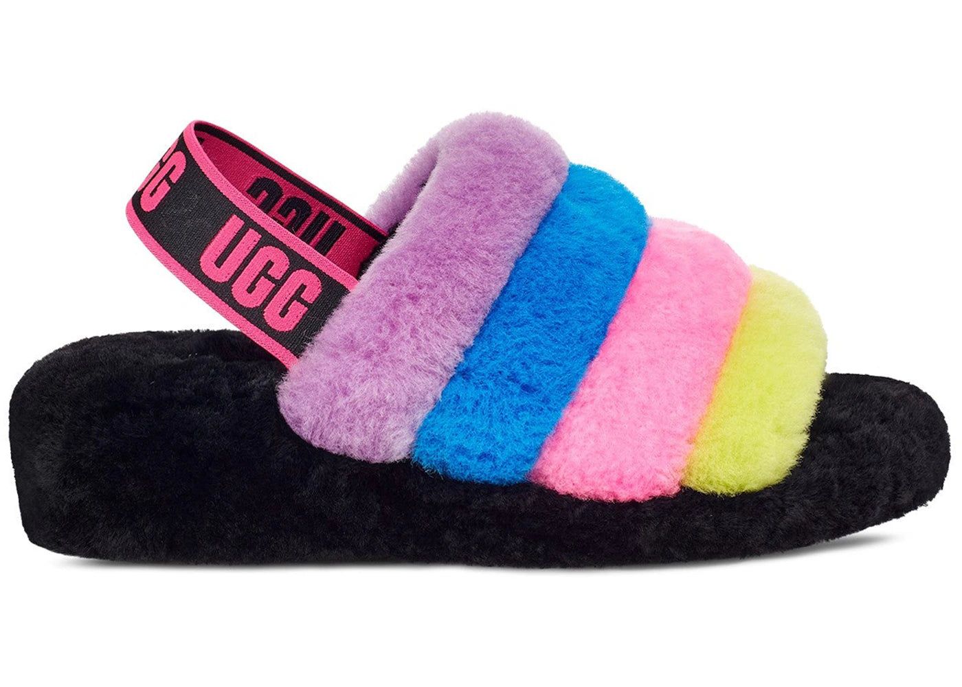 UGG Fluff Yeah Slide Black Taffy Pink Multi (Women's)