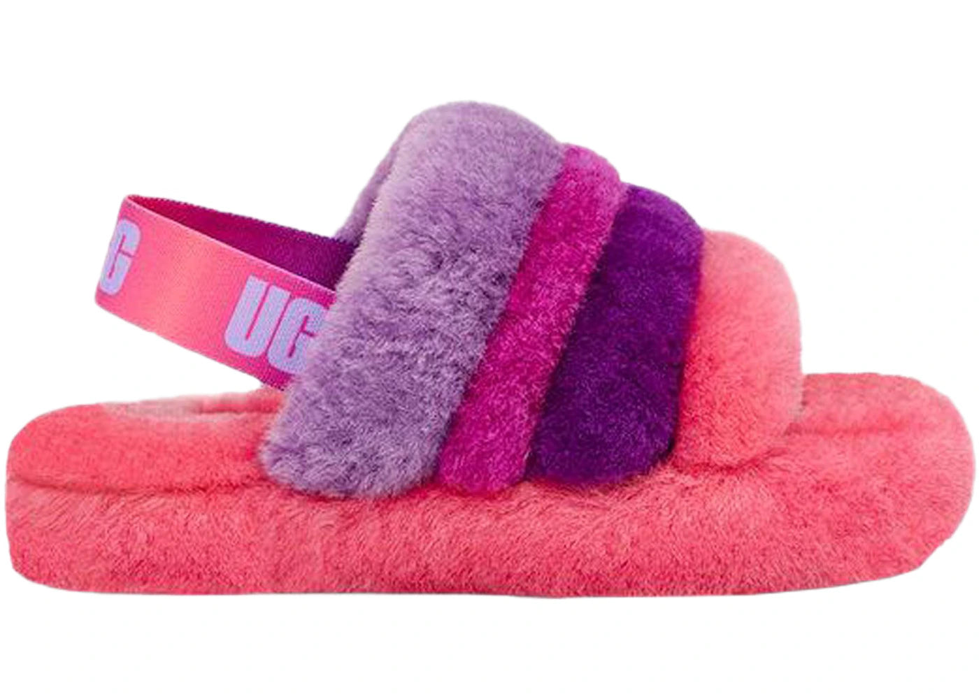 UGG Fluff Yeah Slide Pink Purple Rainbow (Kids)