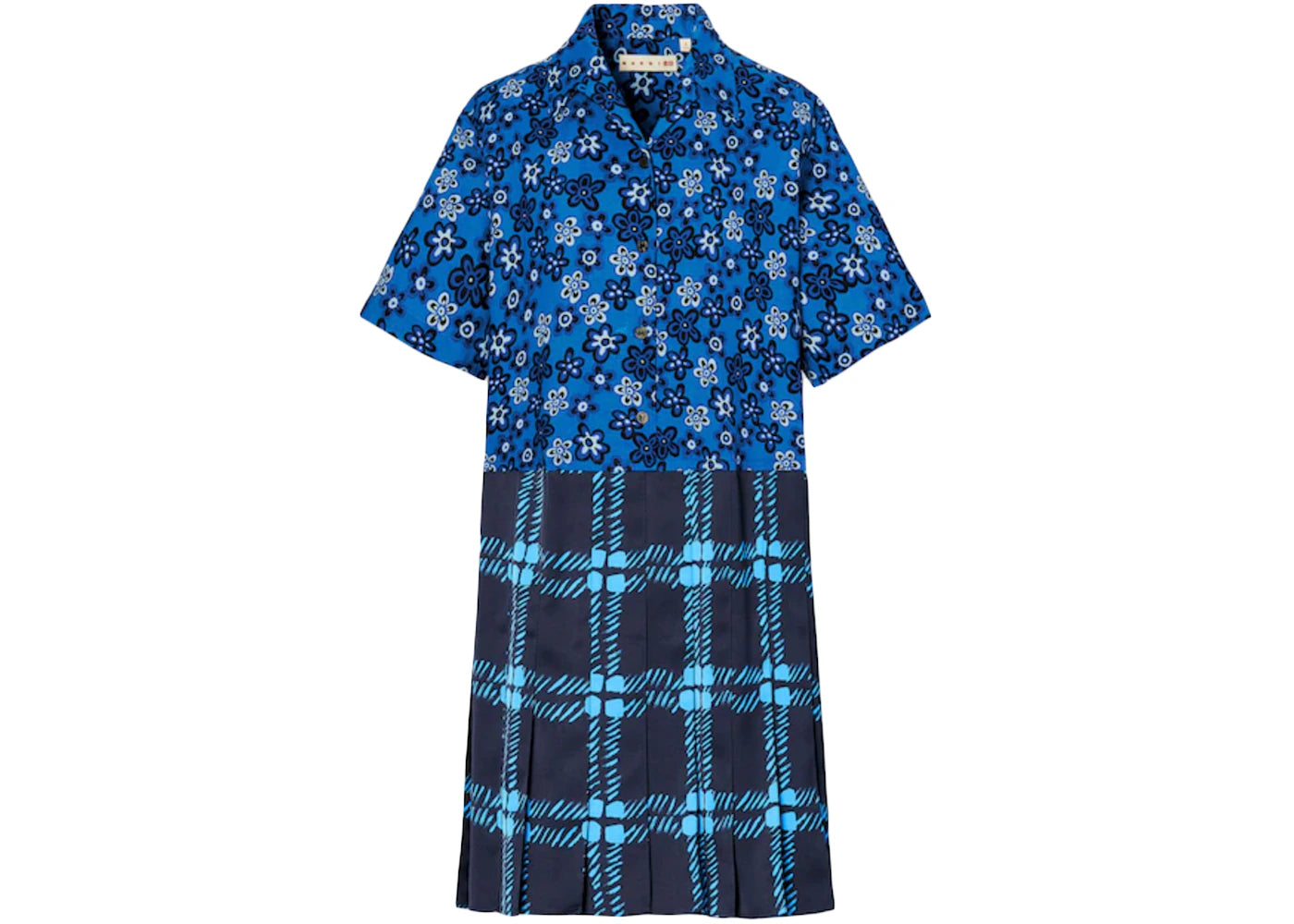 Uniqlo x MARNI Open Collar Pleated Dress (Asia Sizing) Blue