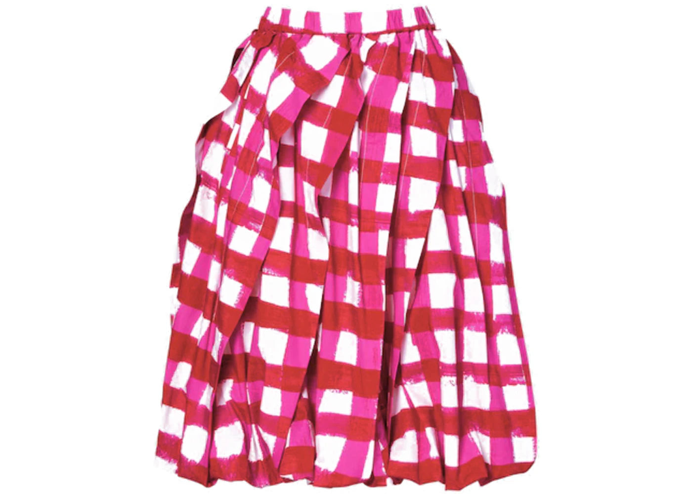 Uniqlo x MARNI Women's Balloon Shape Check Skirt (Asia Sizing) Red