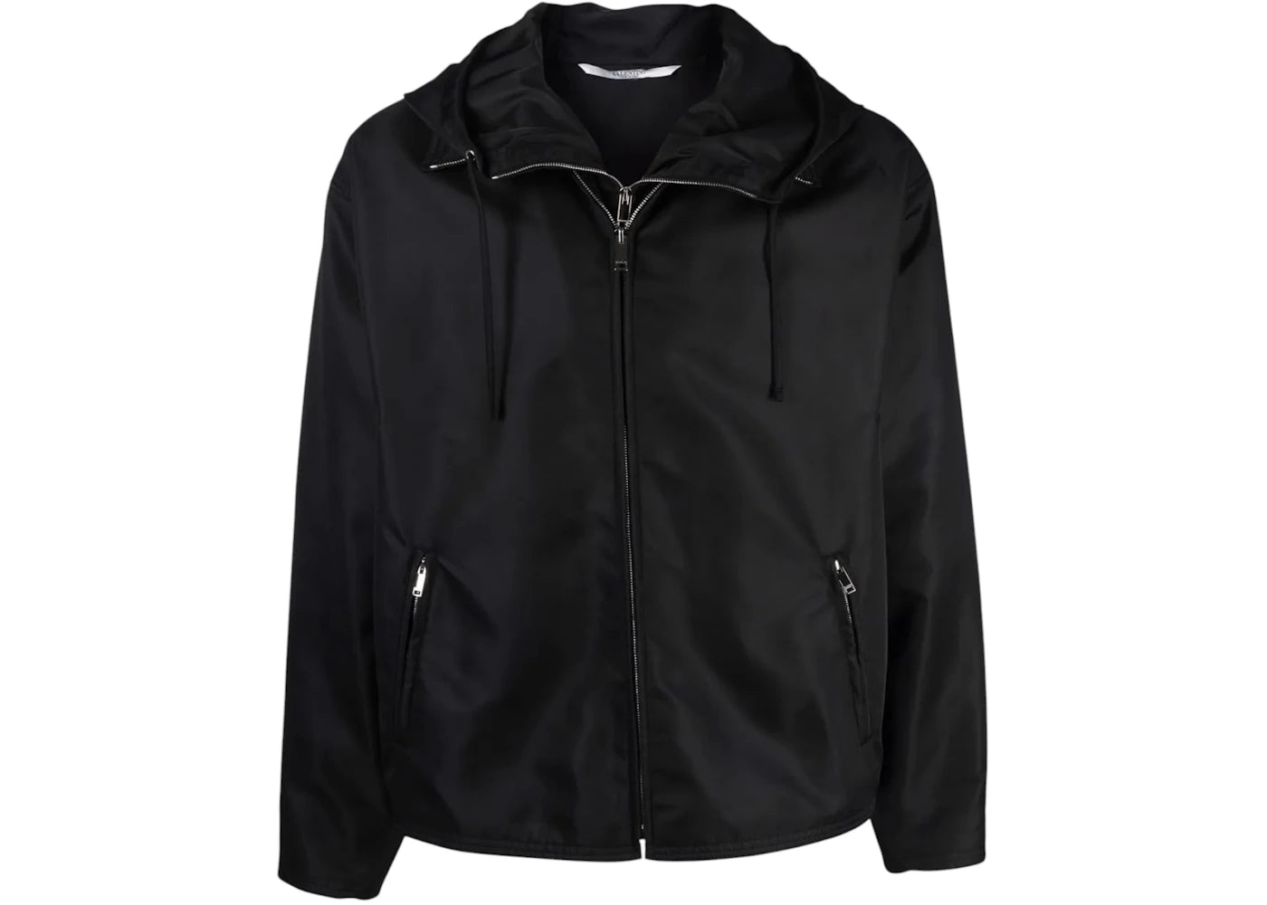 Valentino Dual Zip-Detail Hooded Short Jacket Black