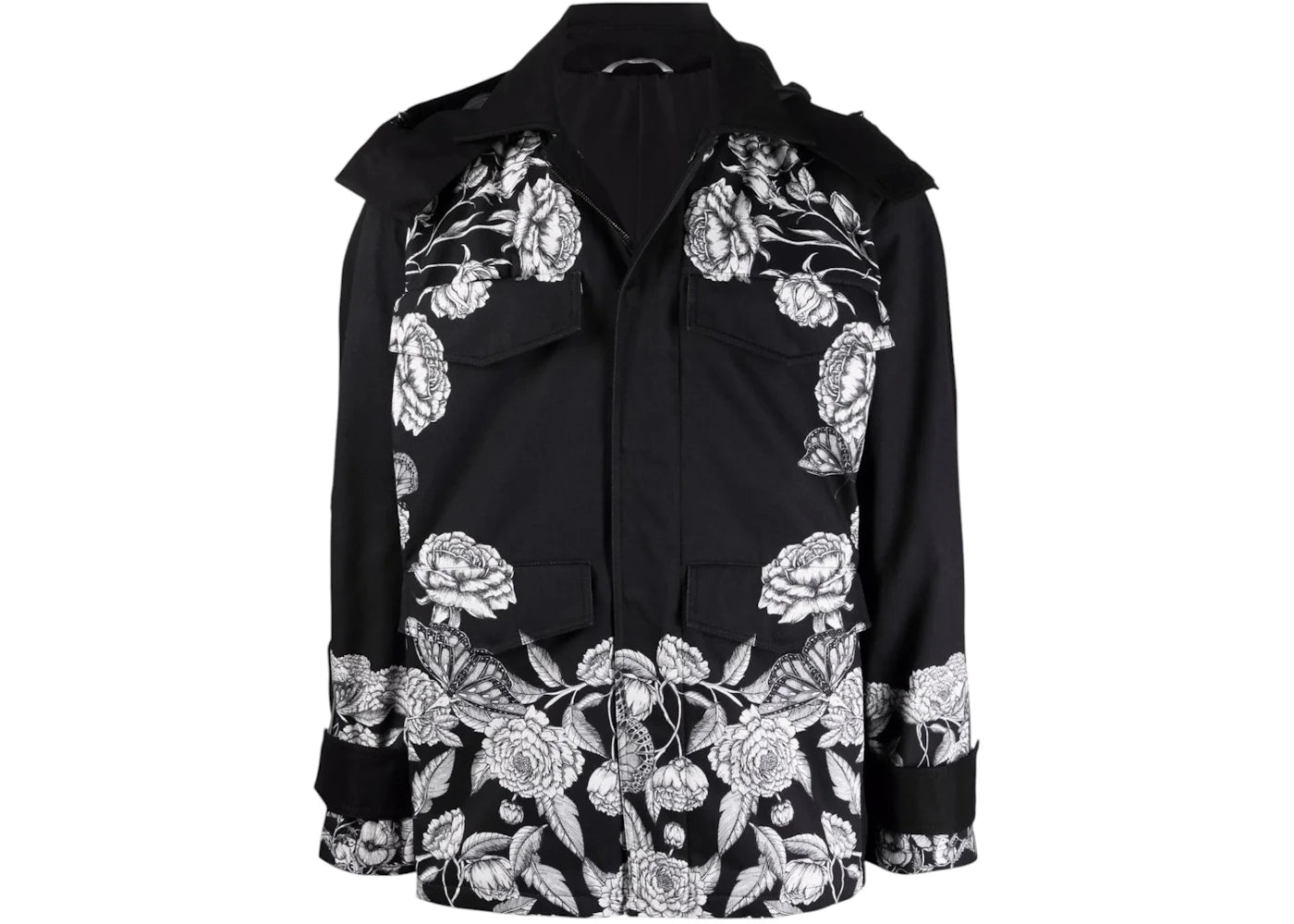 Valentino Garavani Dark Blooming-Print Hooded Jacket Black/Dark Blooming 2/Bla