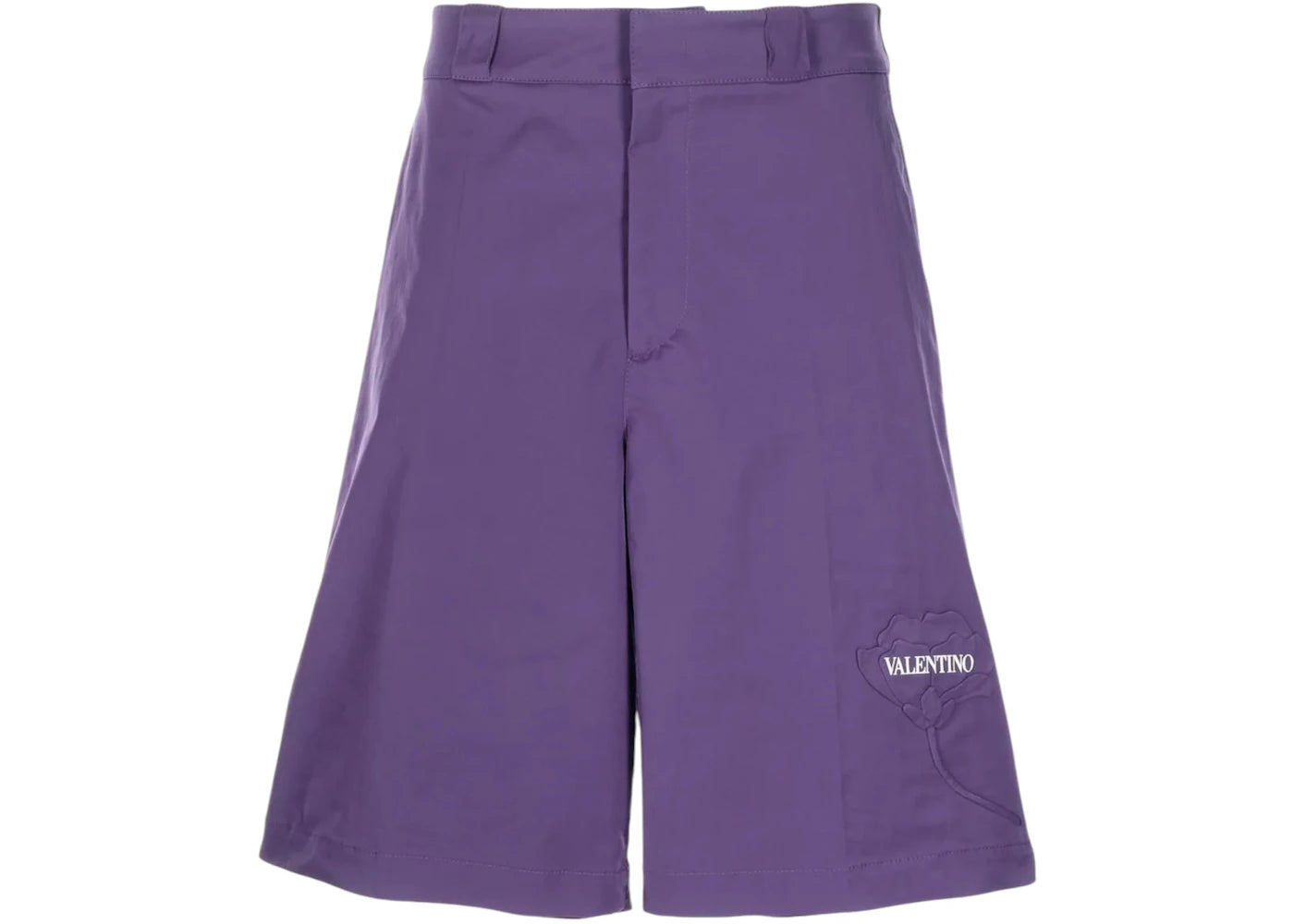 Valentino Garavani Floral-Applique Shorts Violet/White