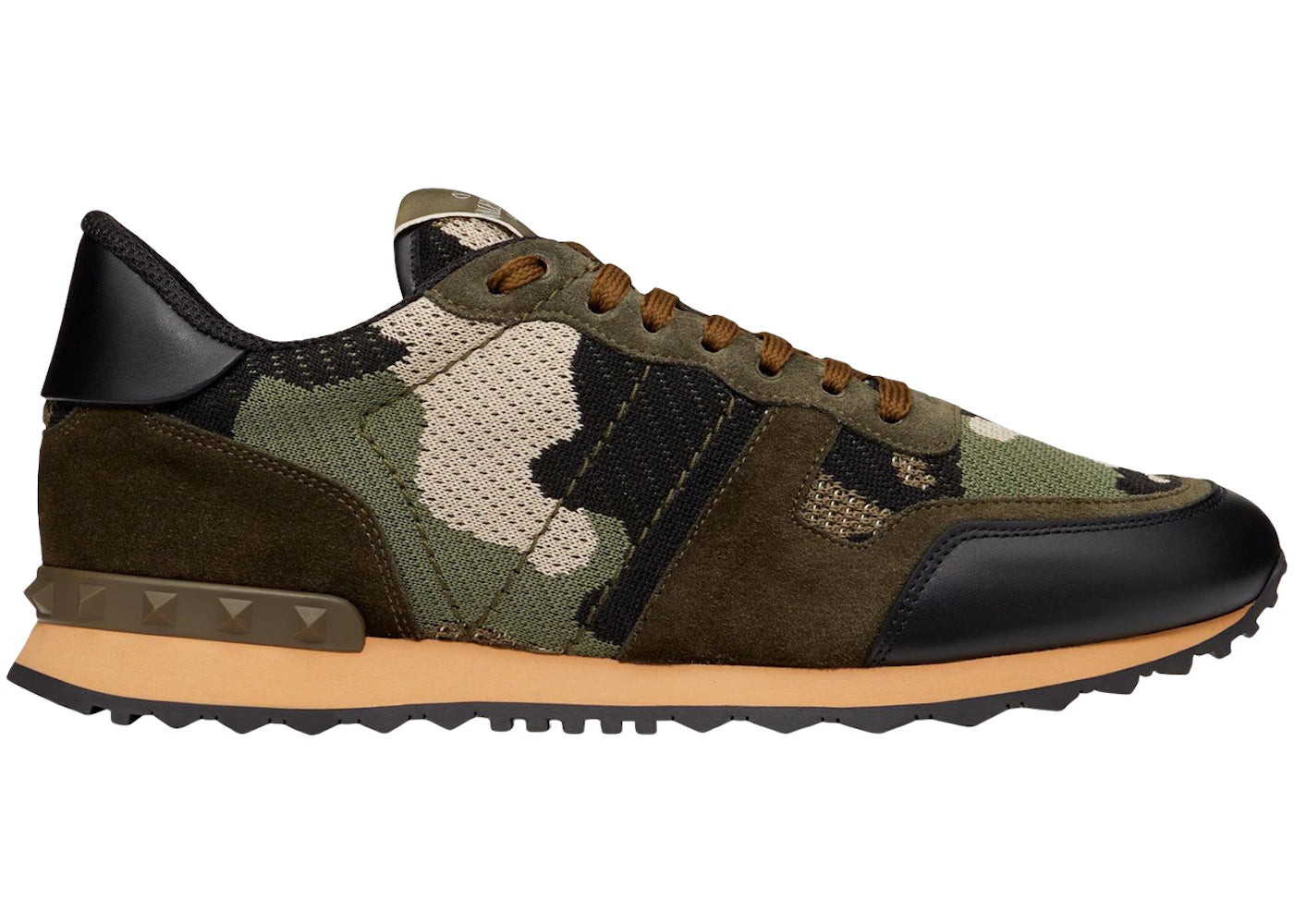 Valentino Garavani Rockrunner Mesh Fabric Camouflage Military Green Beige