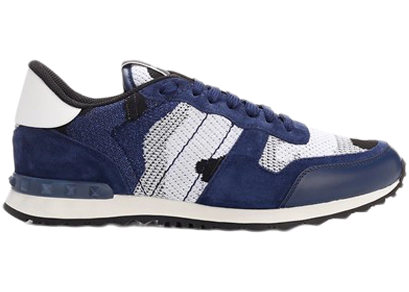 Valentino Garavani Rockrunner Mesh Fabric Camouflage Navy White