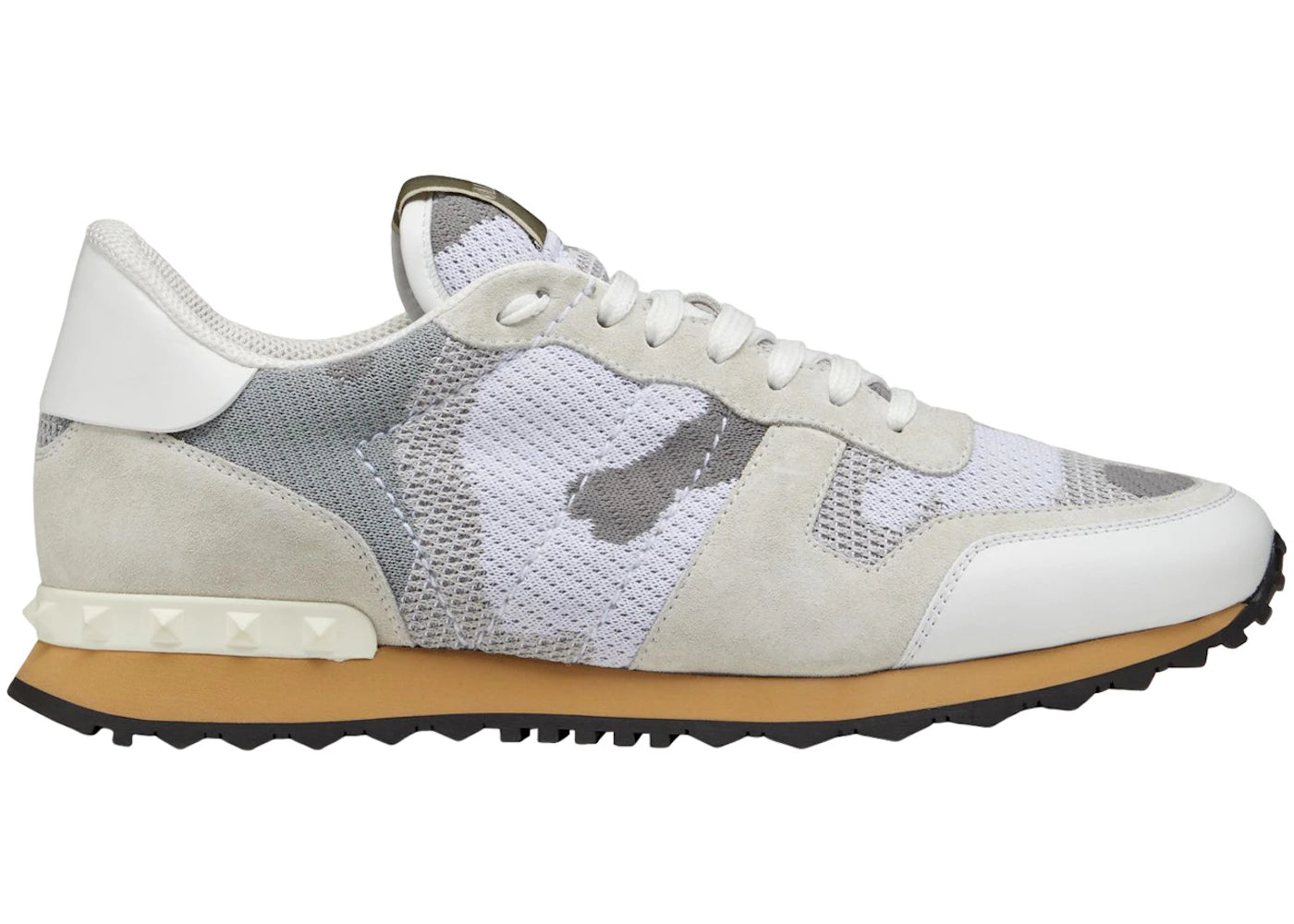 Valentino Garavani Rockrunner Mesh Fabric Camouflage White Beige