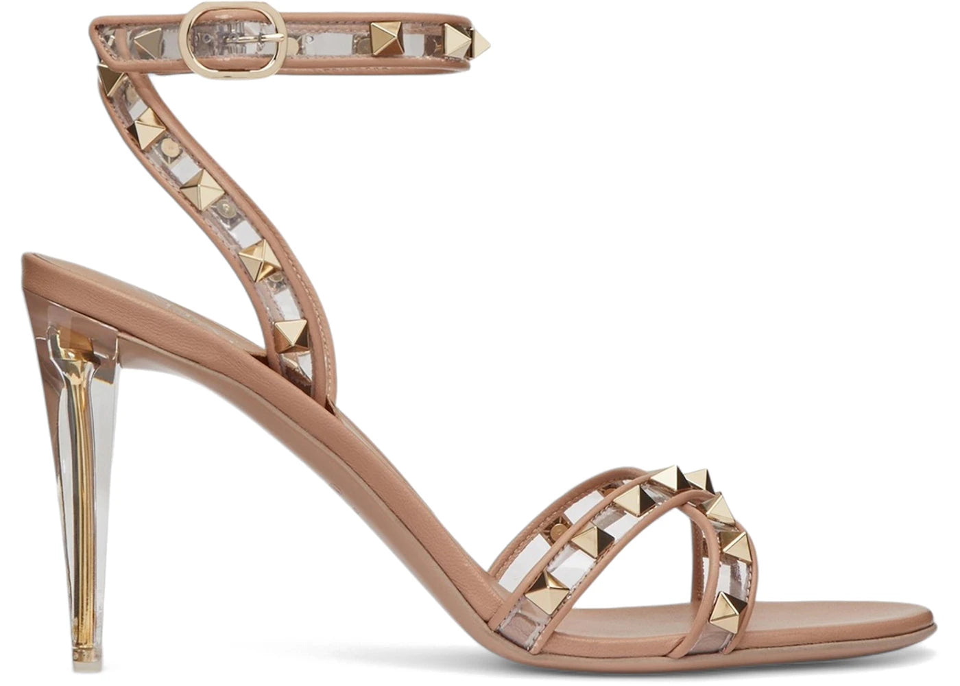 Valentino Garavani Rockstud Polymer Sandal with Plexi Heel 90mm Blush (Women's)