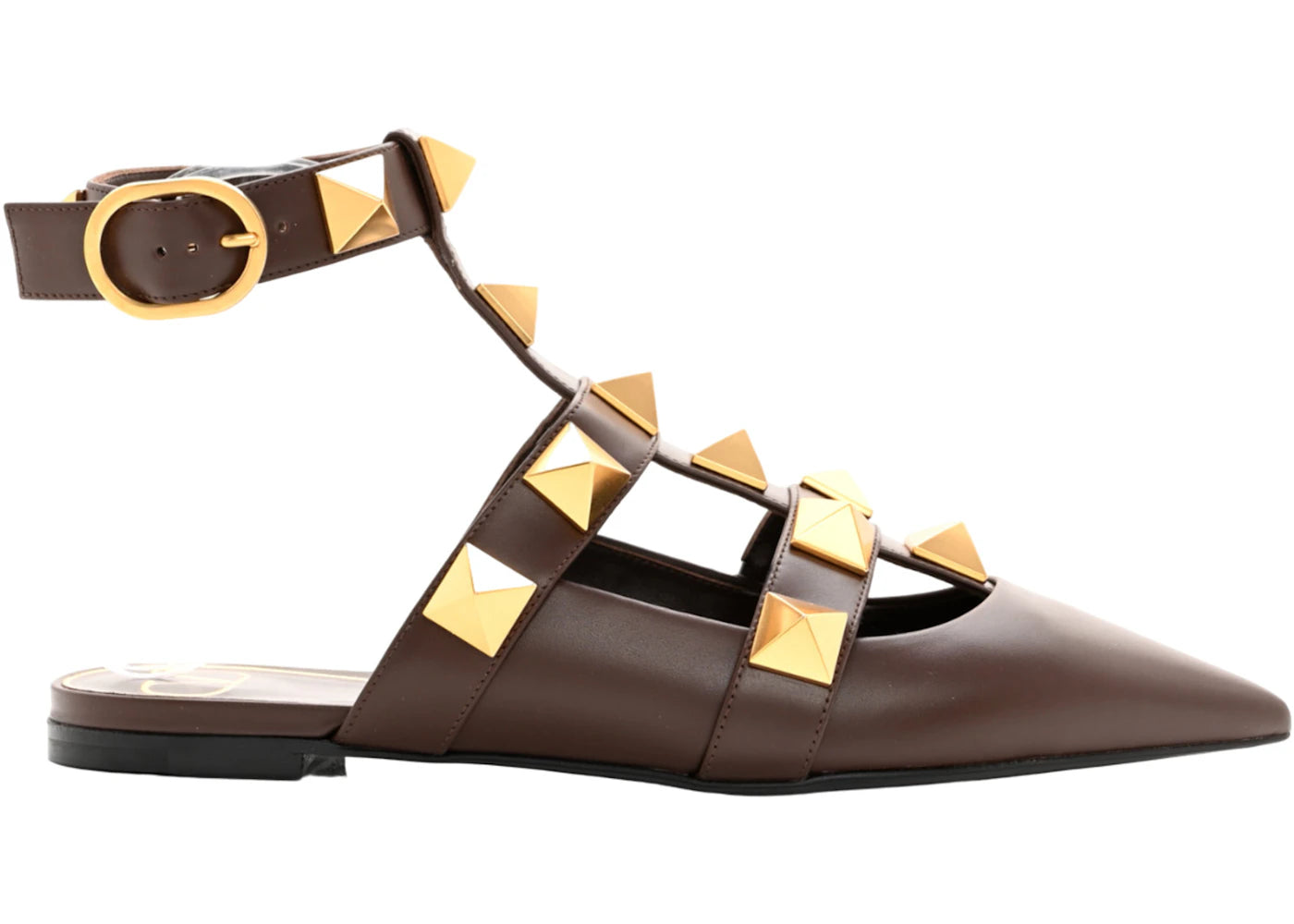 Valentino Garavani Roman Stud Ballet Flats Brown (Women's)