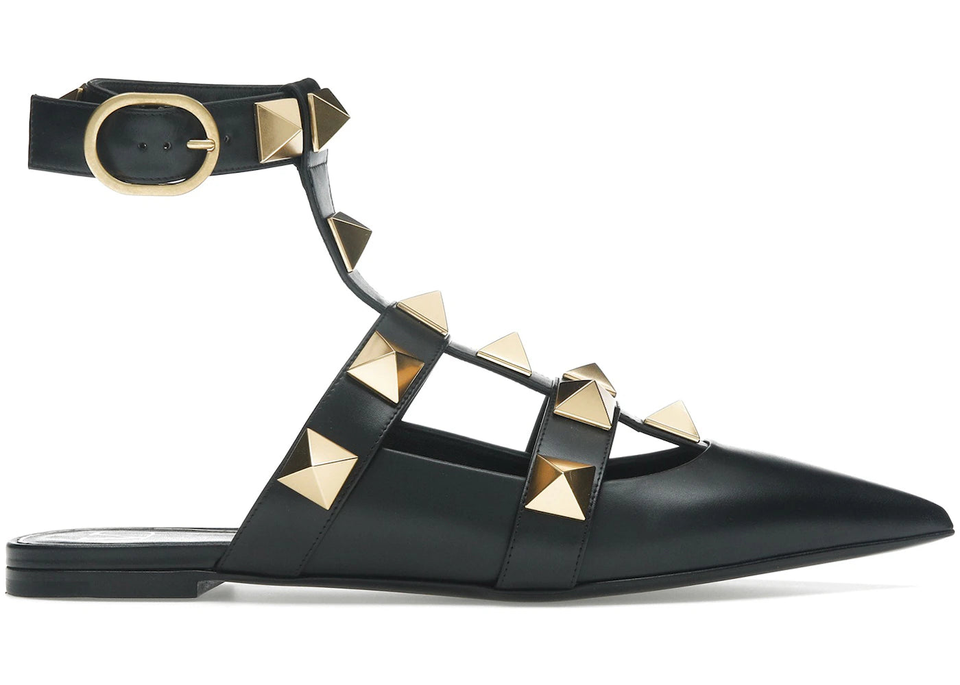 Valentino Garavani Roman Stud Flat Ballets Black (Women's)
