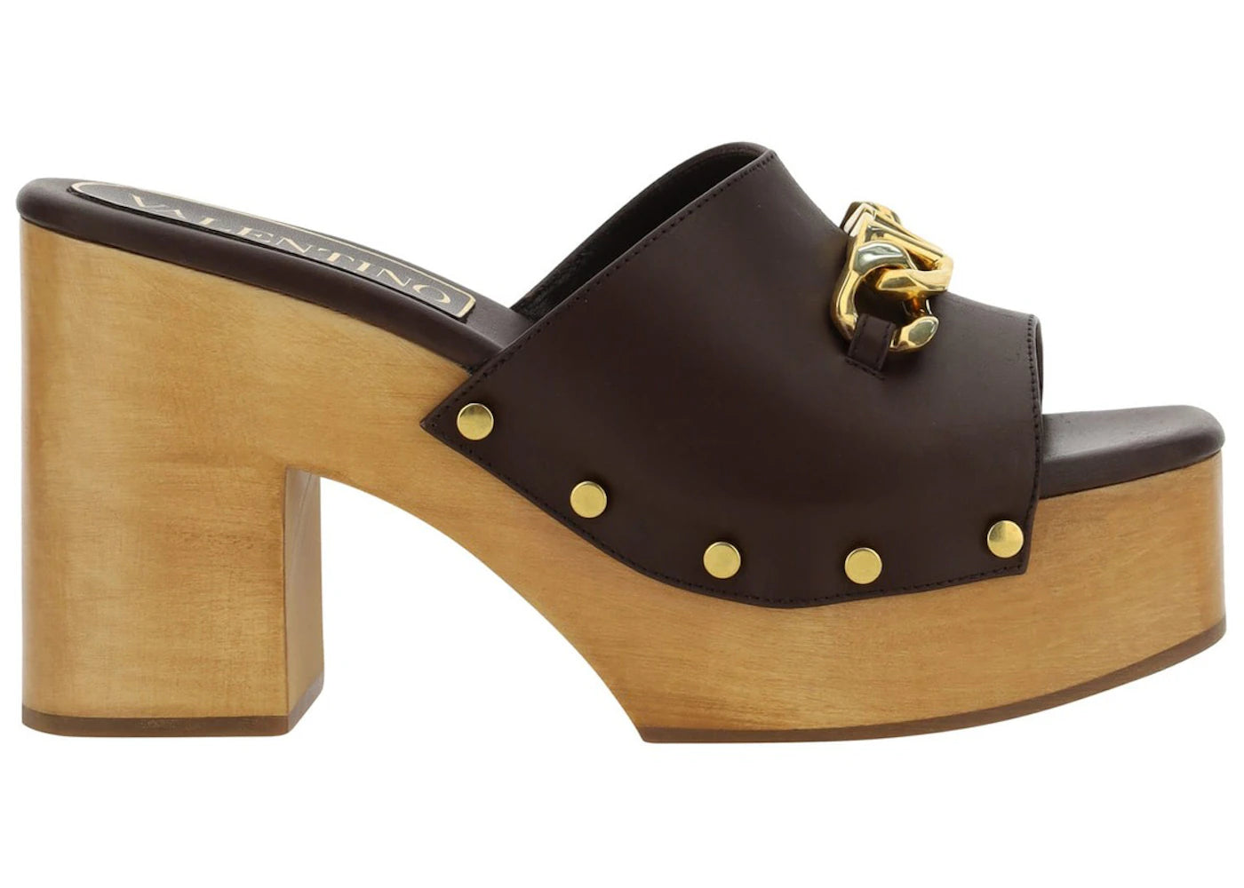 Valentino Garavani V Chain Open Toe Platform Mules Brown (Women's)