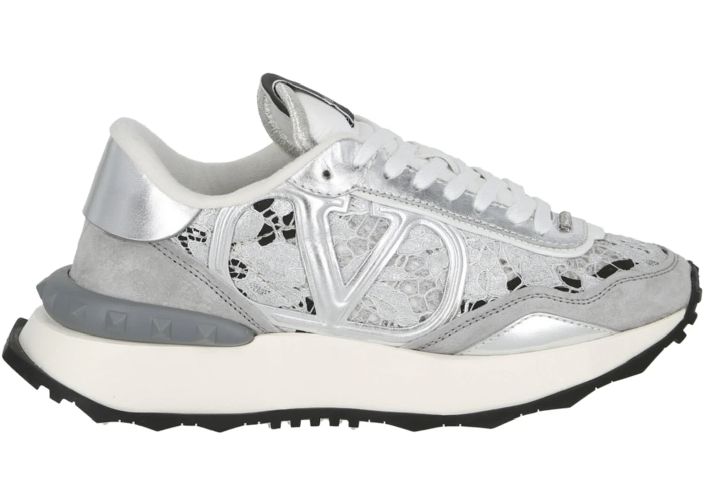 Valentino Lace and Mesh Lacerunner Silver (Women's)