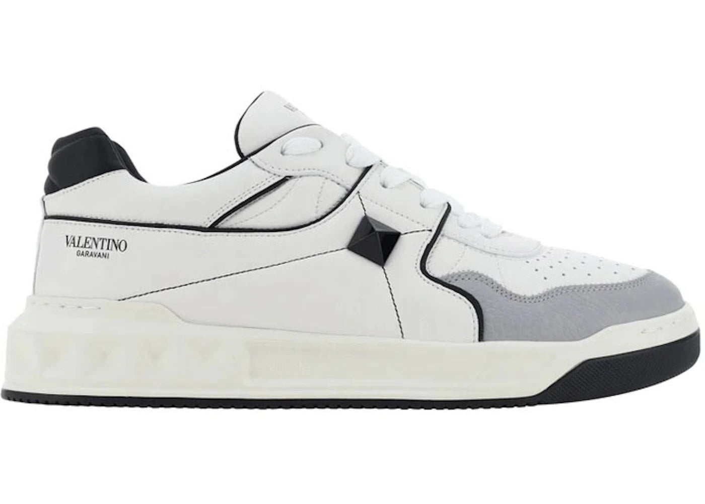 Valentino One Stud Low Sneaker White Black Grey