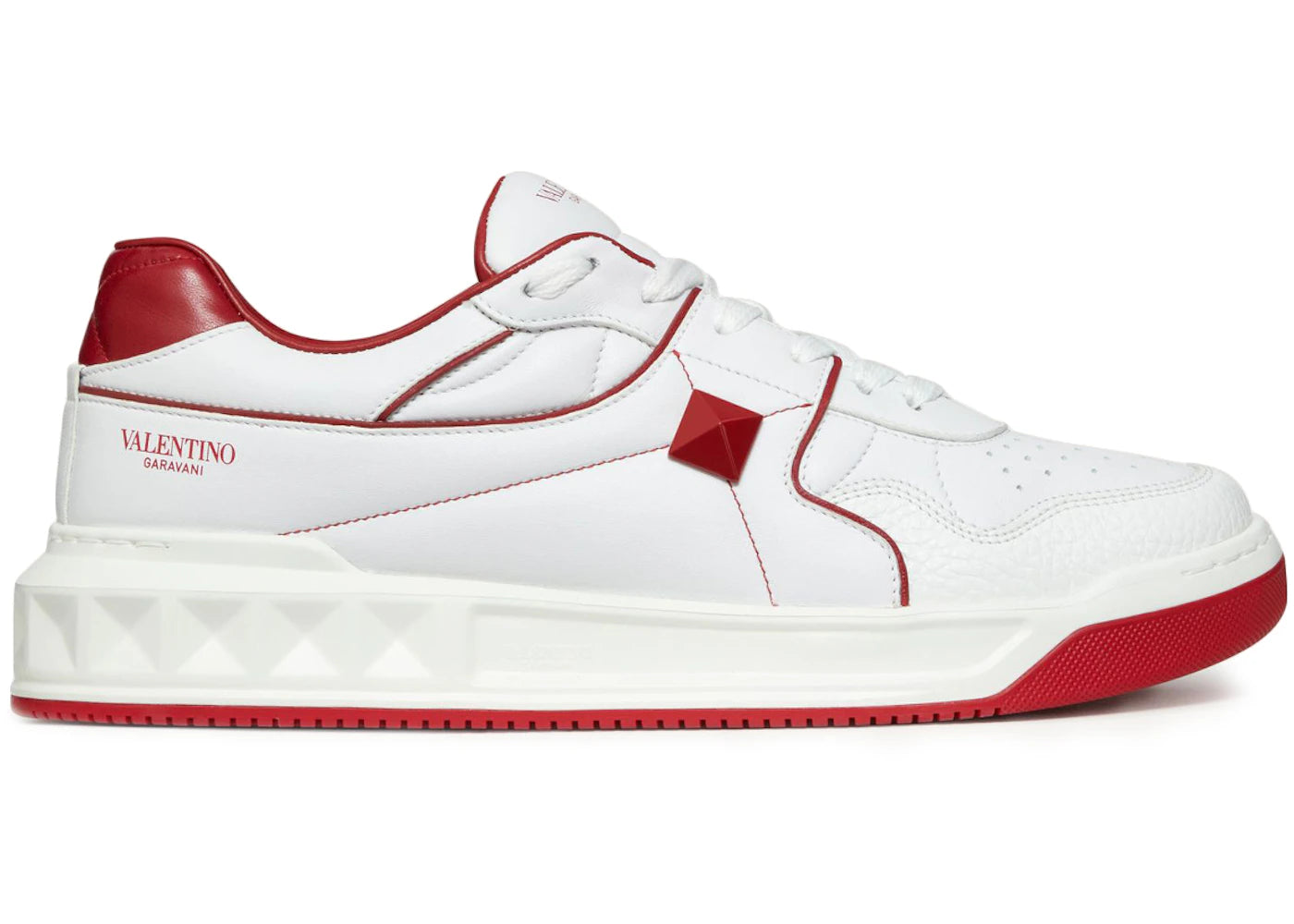 Valentino One Stud Low-Top White Red