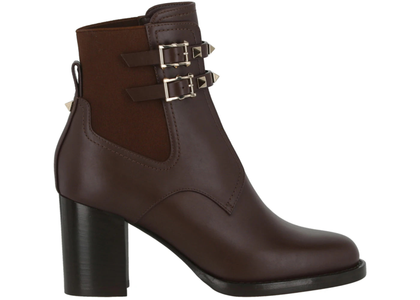Valentino Rockstud-Embellished Ankle Heeled Boots Dark Brown (Women's)