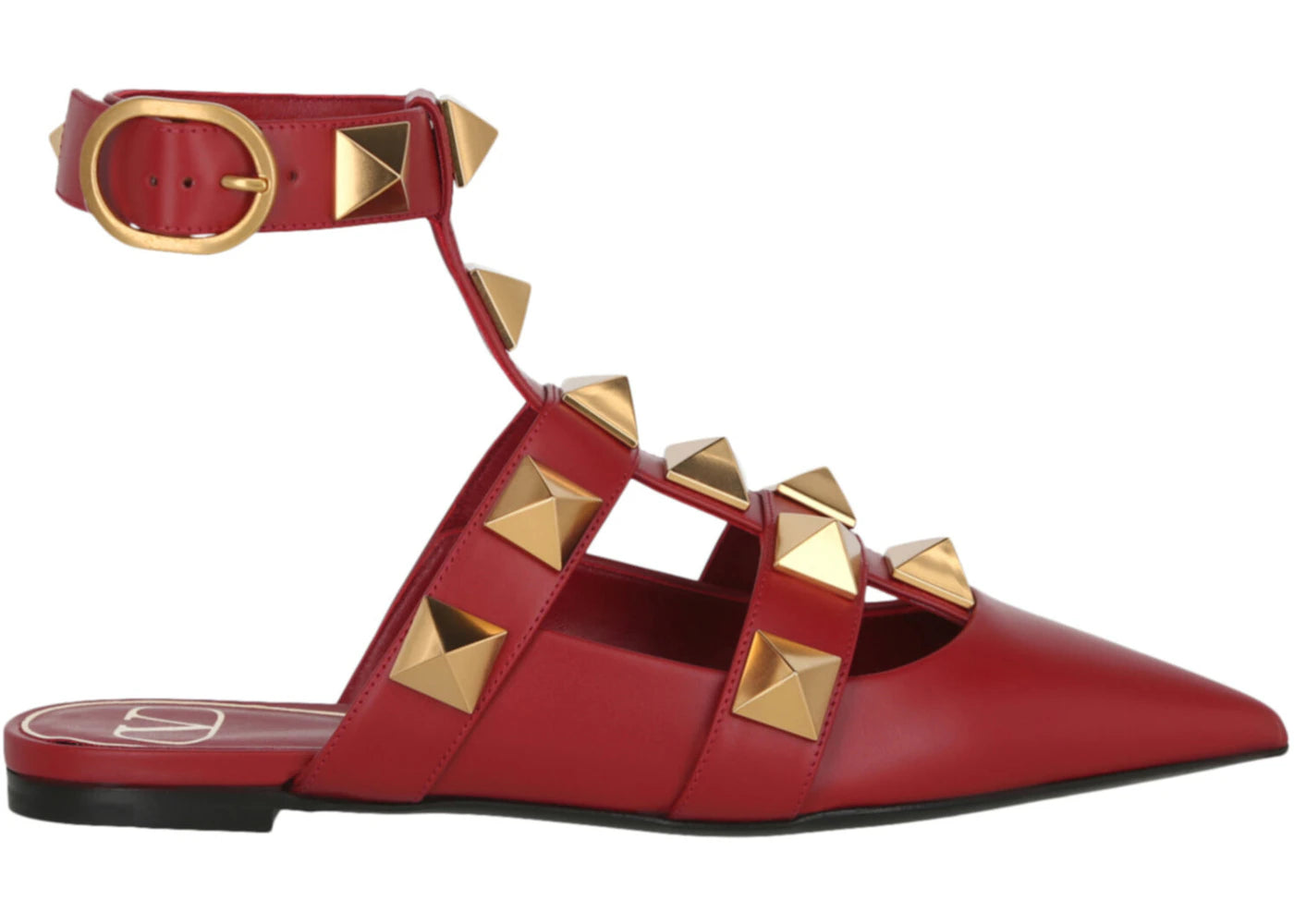 Valentino Roman Stud Ballerina Flats Red (Women's)