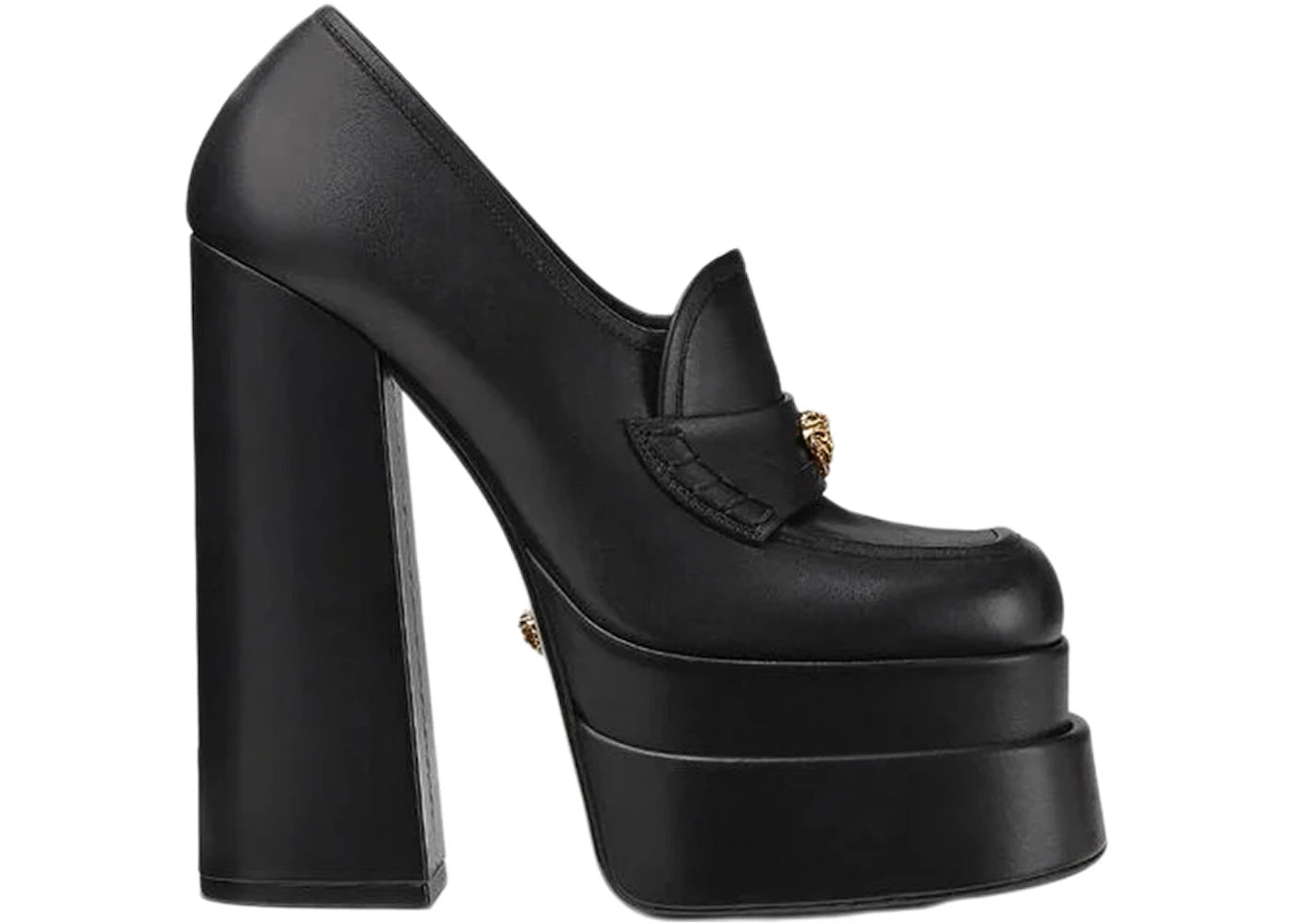 Versace Aevitas 155mm Platform Loafers Black Leather