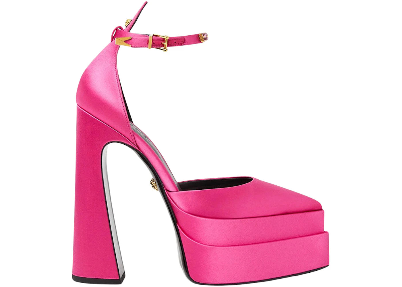 Versace Aevitas 160mm Pointy Platform Pumps Light Pink Satin