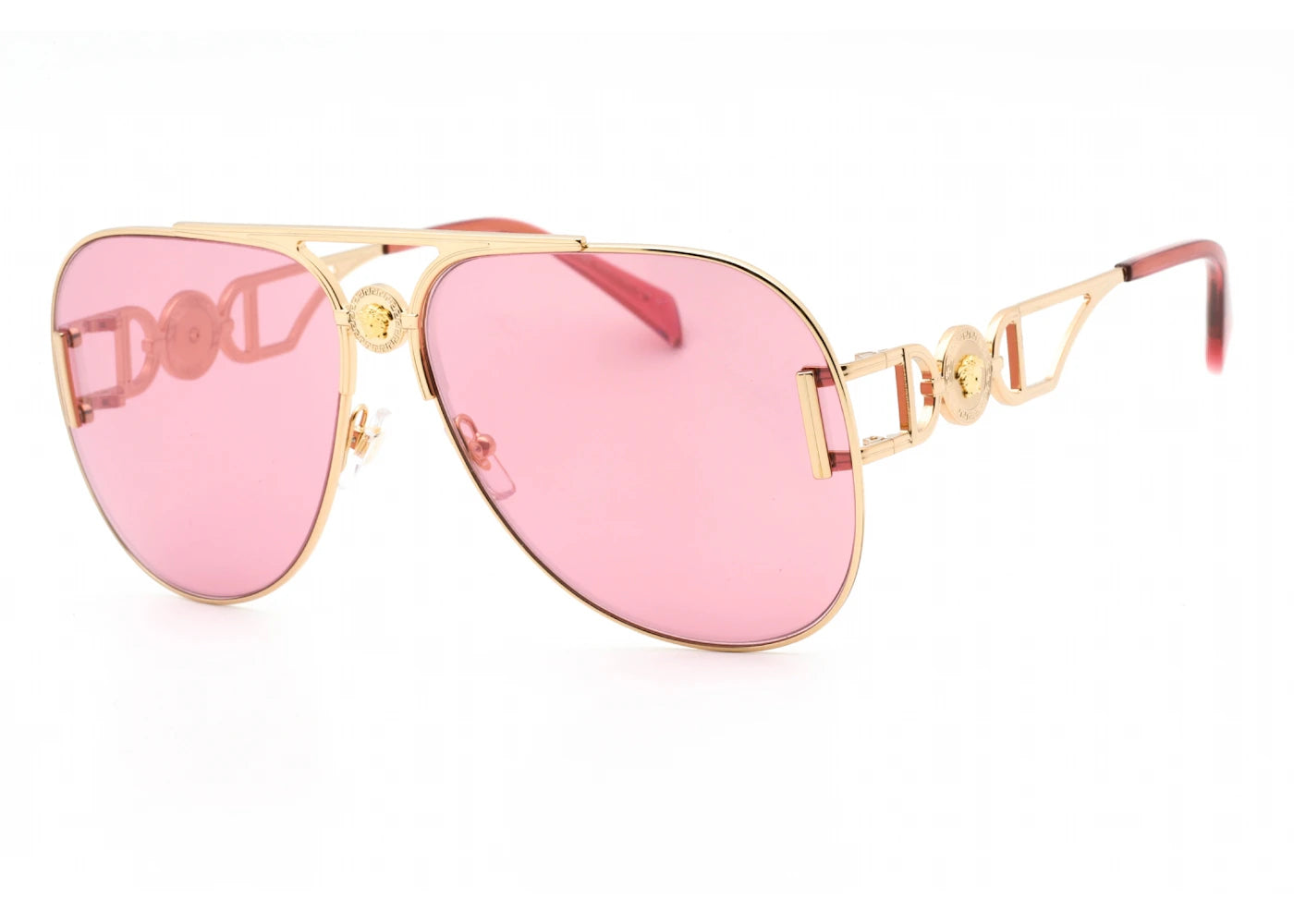 Versace Aviator Sunglasses Gold/Pink Internal Silver Mirror (0VE2255-1002A4)