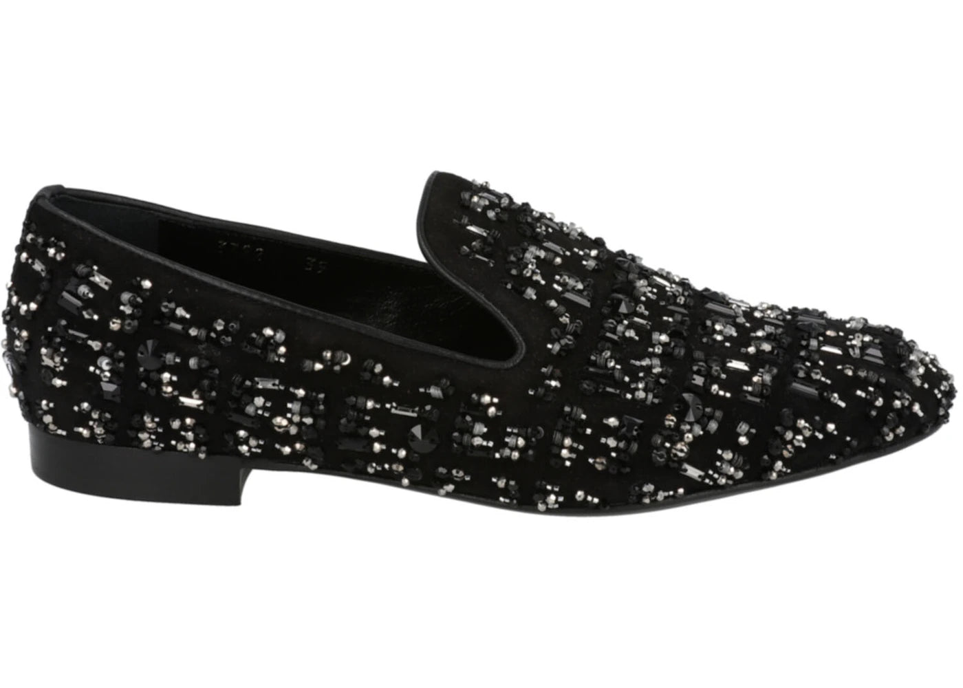 Versace Bead-Embellished Slippers Black Suede