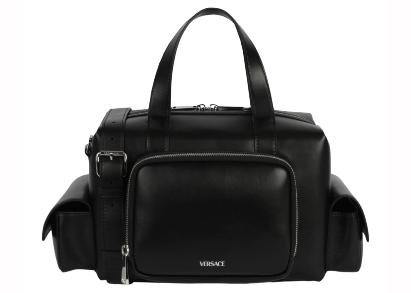 Versace Boston Leather Duffle Bag Black