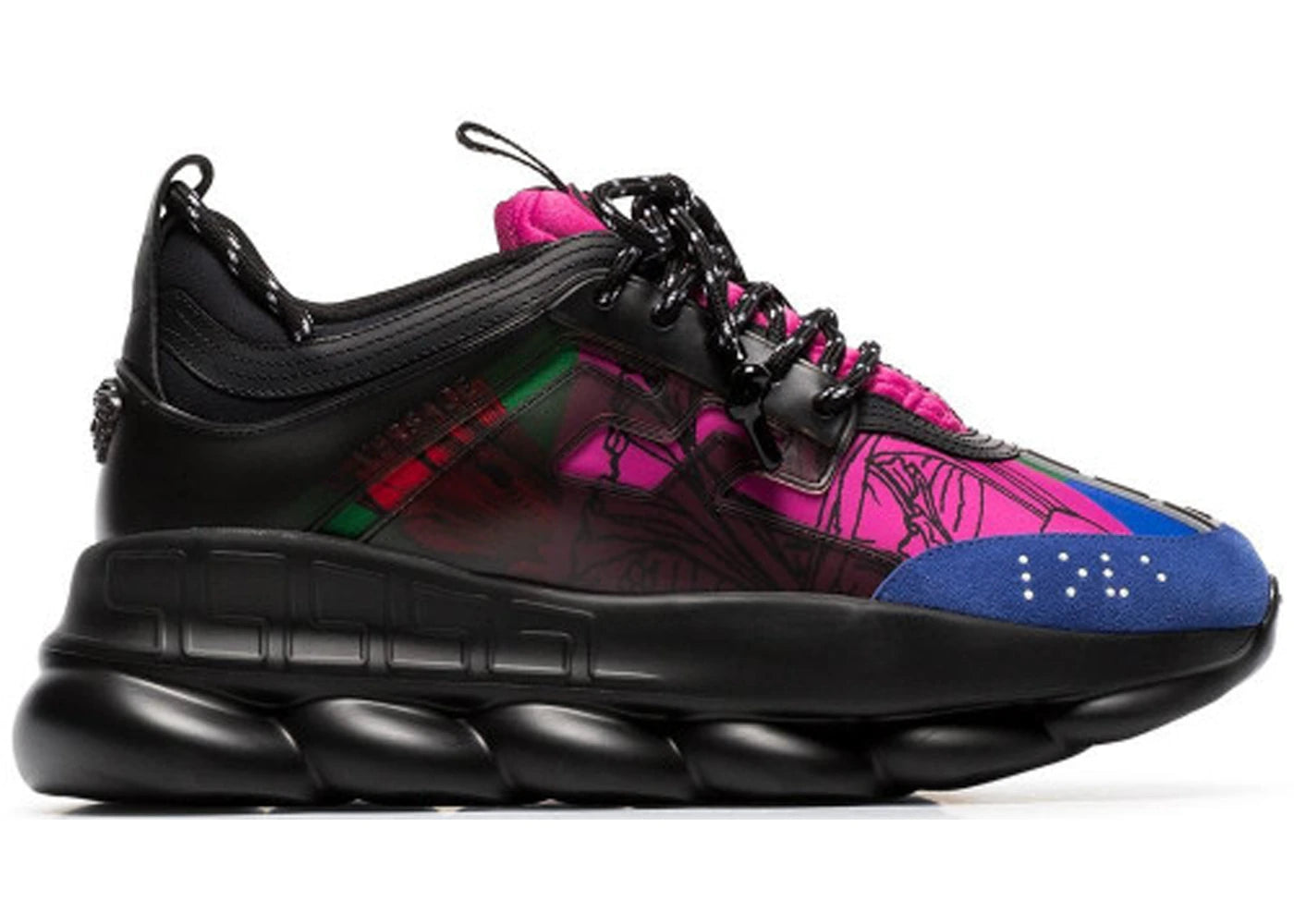 Versace Chain Reaction Black Multi-Color Rubber Suede