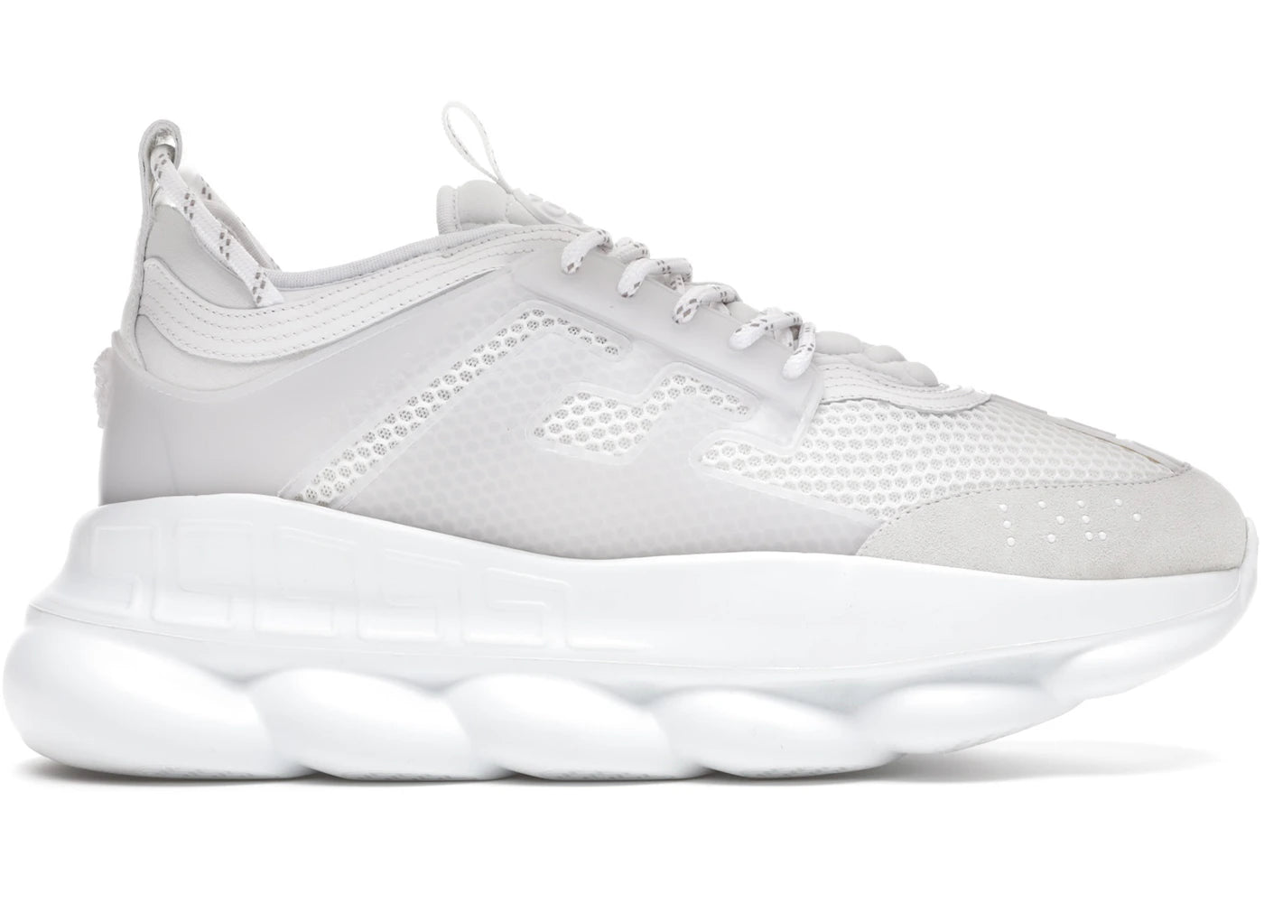 Versace Chain Reaction White Mesh Rubber Suede