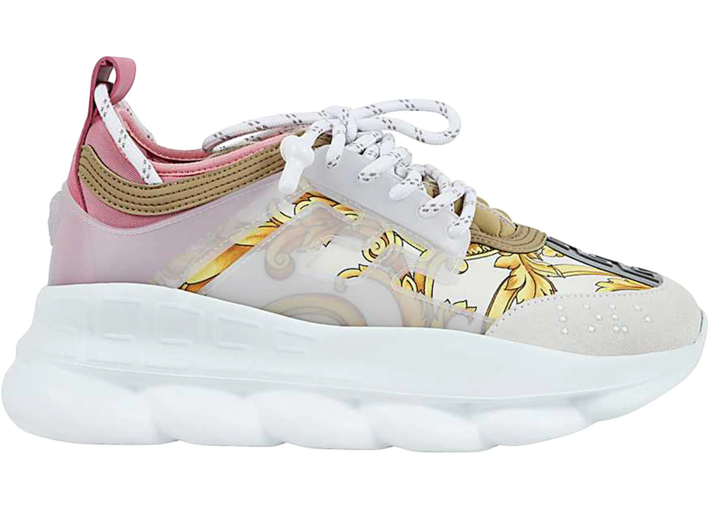 Versace Chain Reaction White Pink Yellow Barocco (Women's)