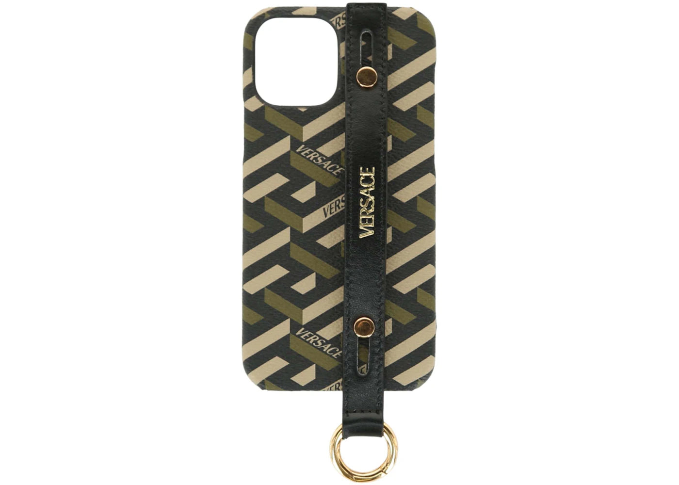 Versace Coated Canvas La Greca iPhone 12 Case Green