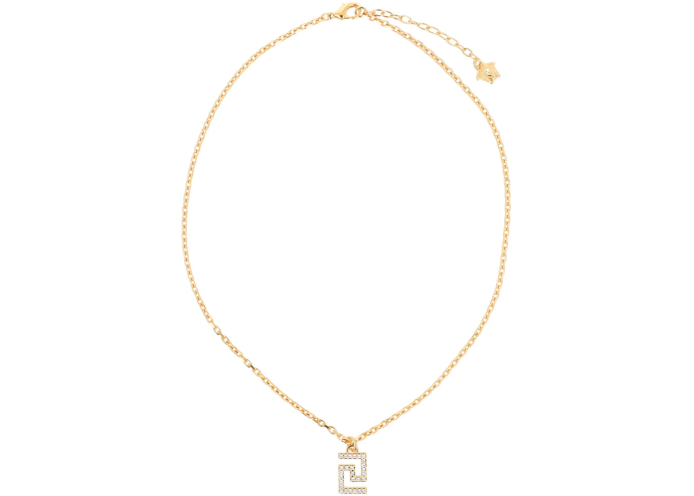 Versace Crystal Embellished Greca Necklace Gold