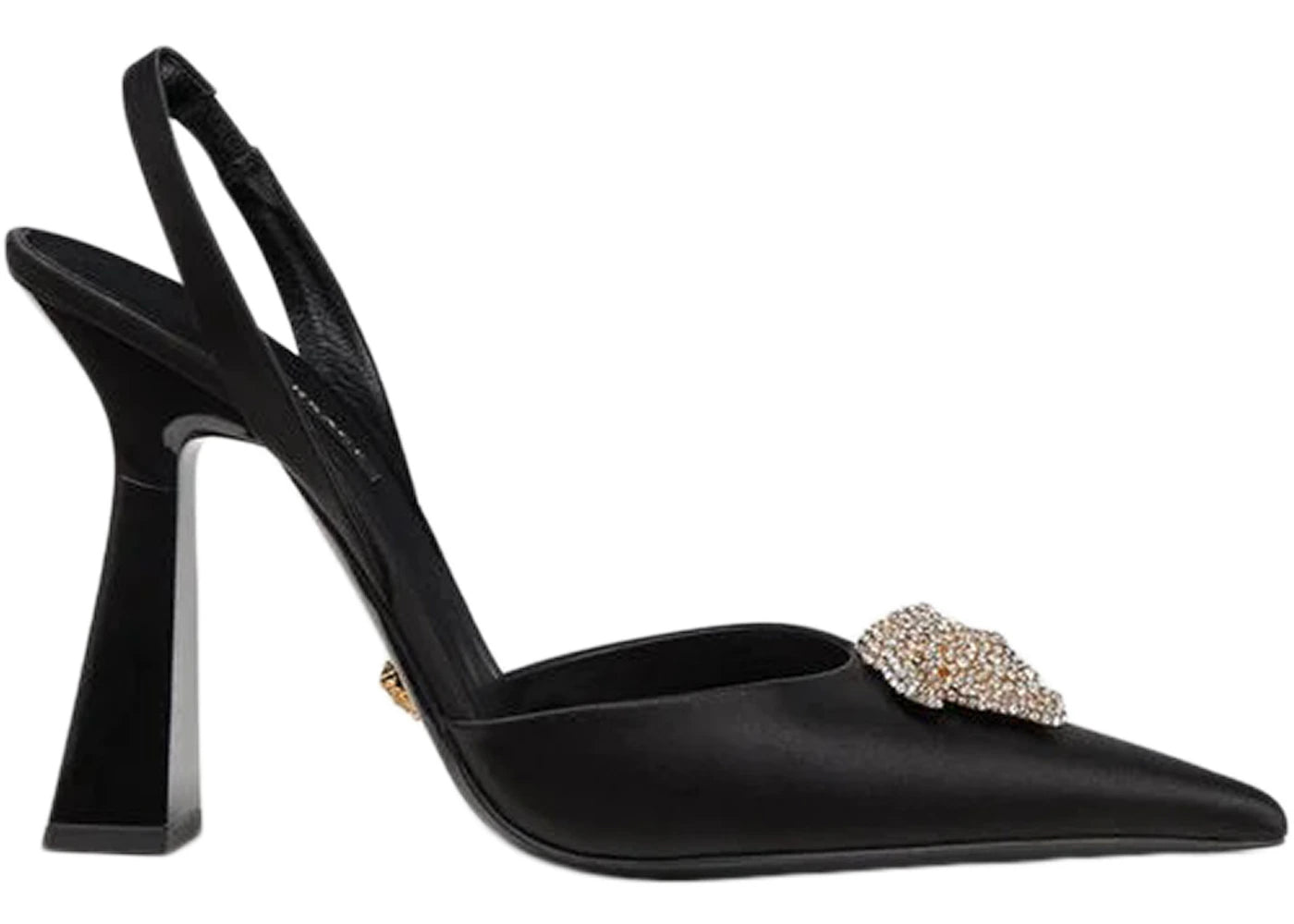 Versace Crystal La Medusa 110mm Slingback Pumps Black Satin