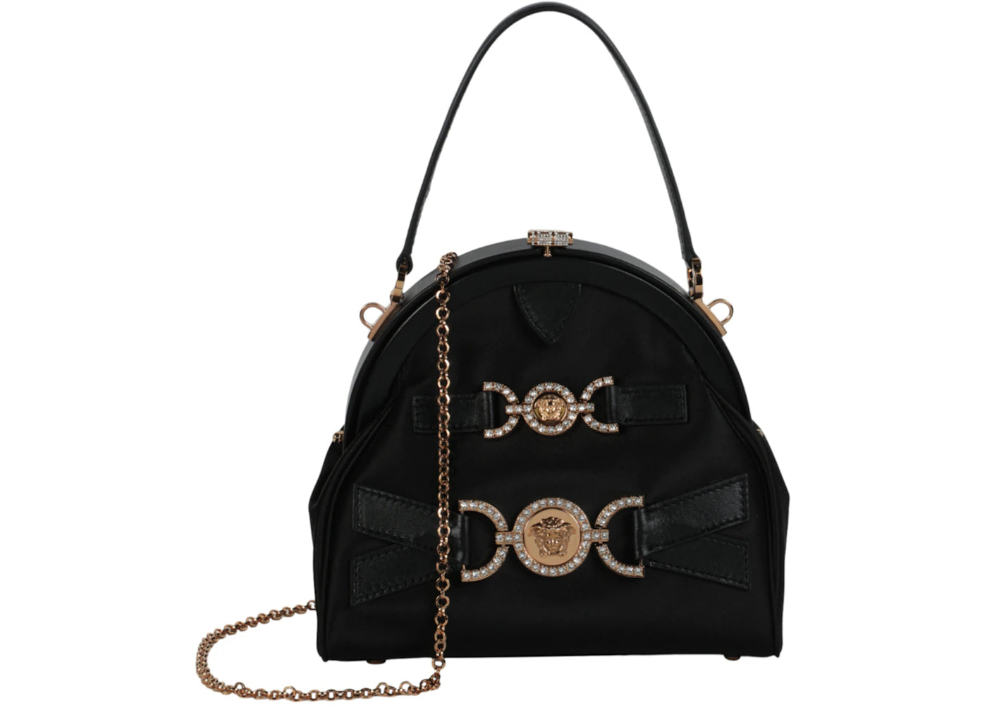 Versace Crystal Medusa '95 Satin Handbag Black