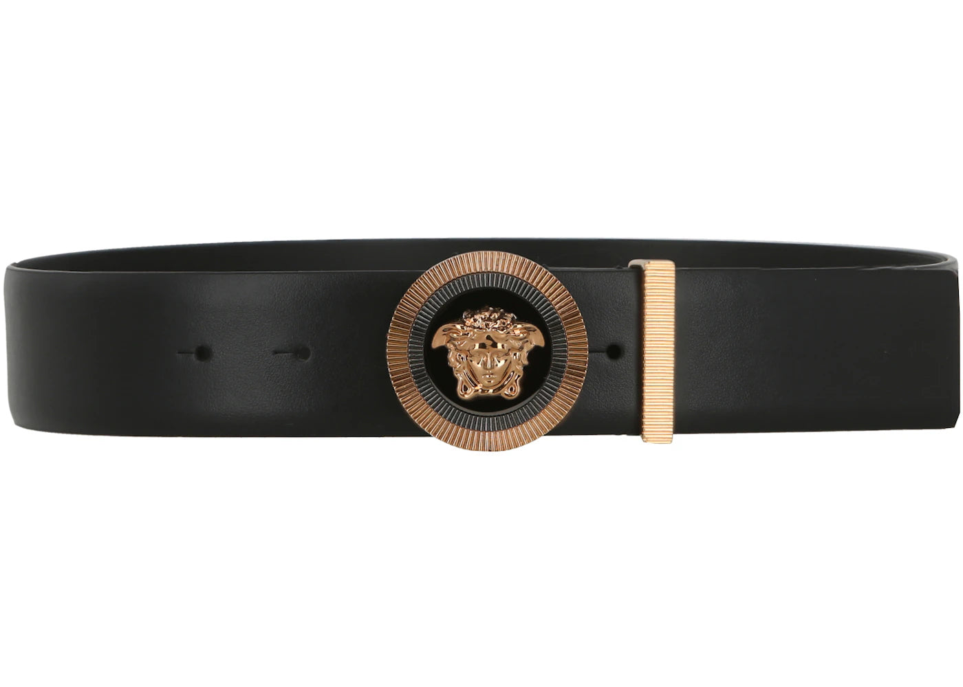 Versace Enamel Medusa Leather Belt Black/Gold