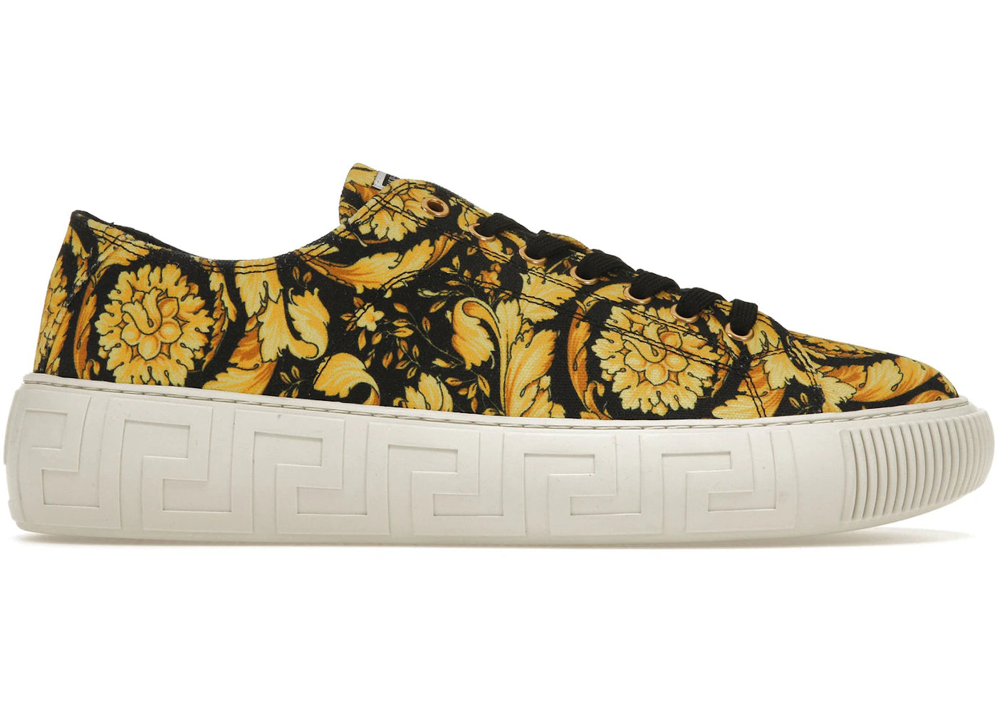 Versace Greca Barocco Print Low Top Yellow Black White