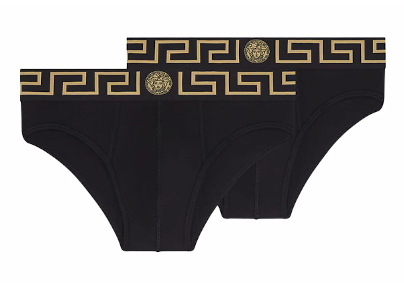 Versace Greca Border Briefs (2 Pack) Black