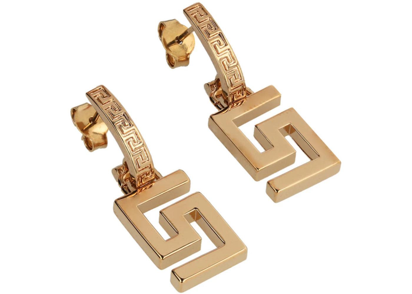 Versace Greca Drop Earrings Gold
