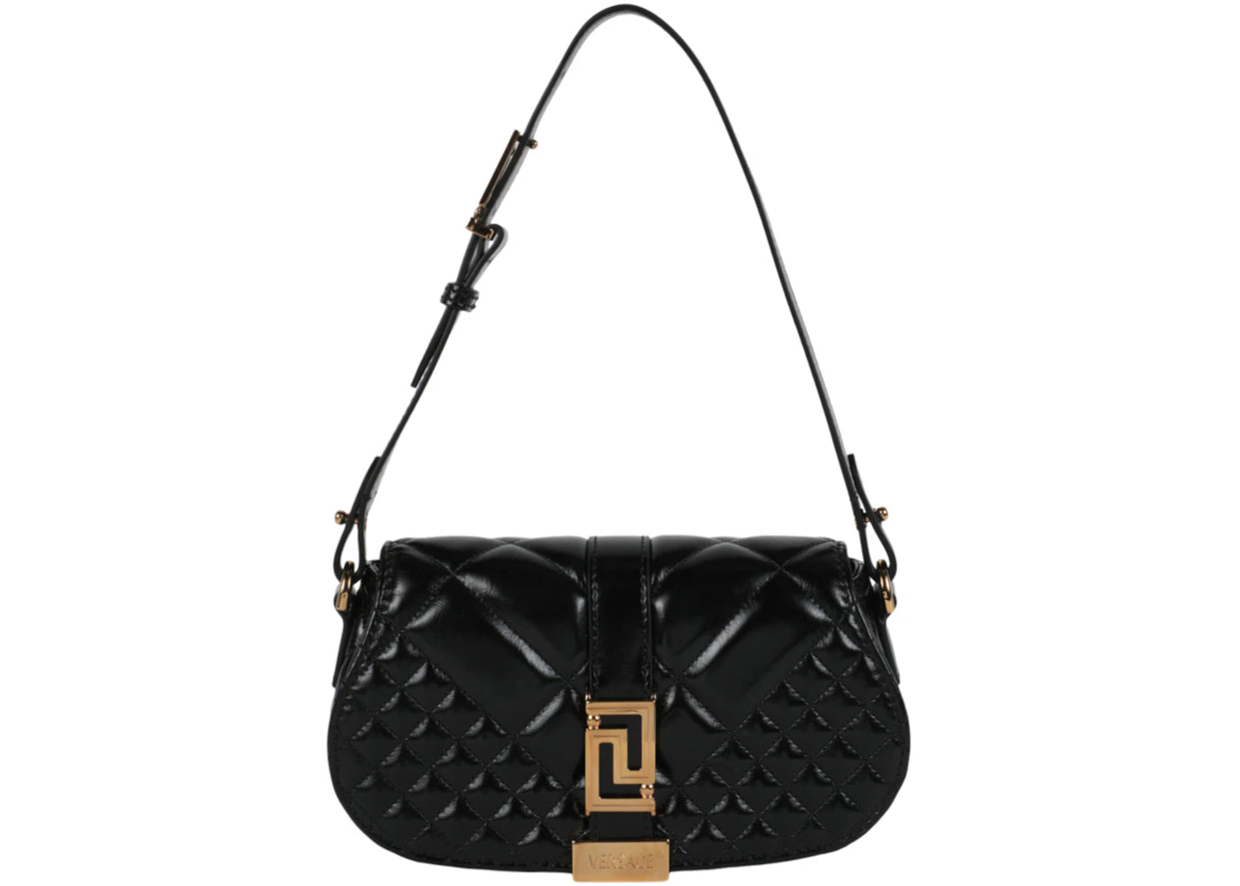 Versace Greca Goddess Leather Shoulder Bag Black