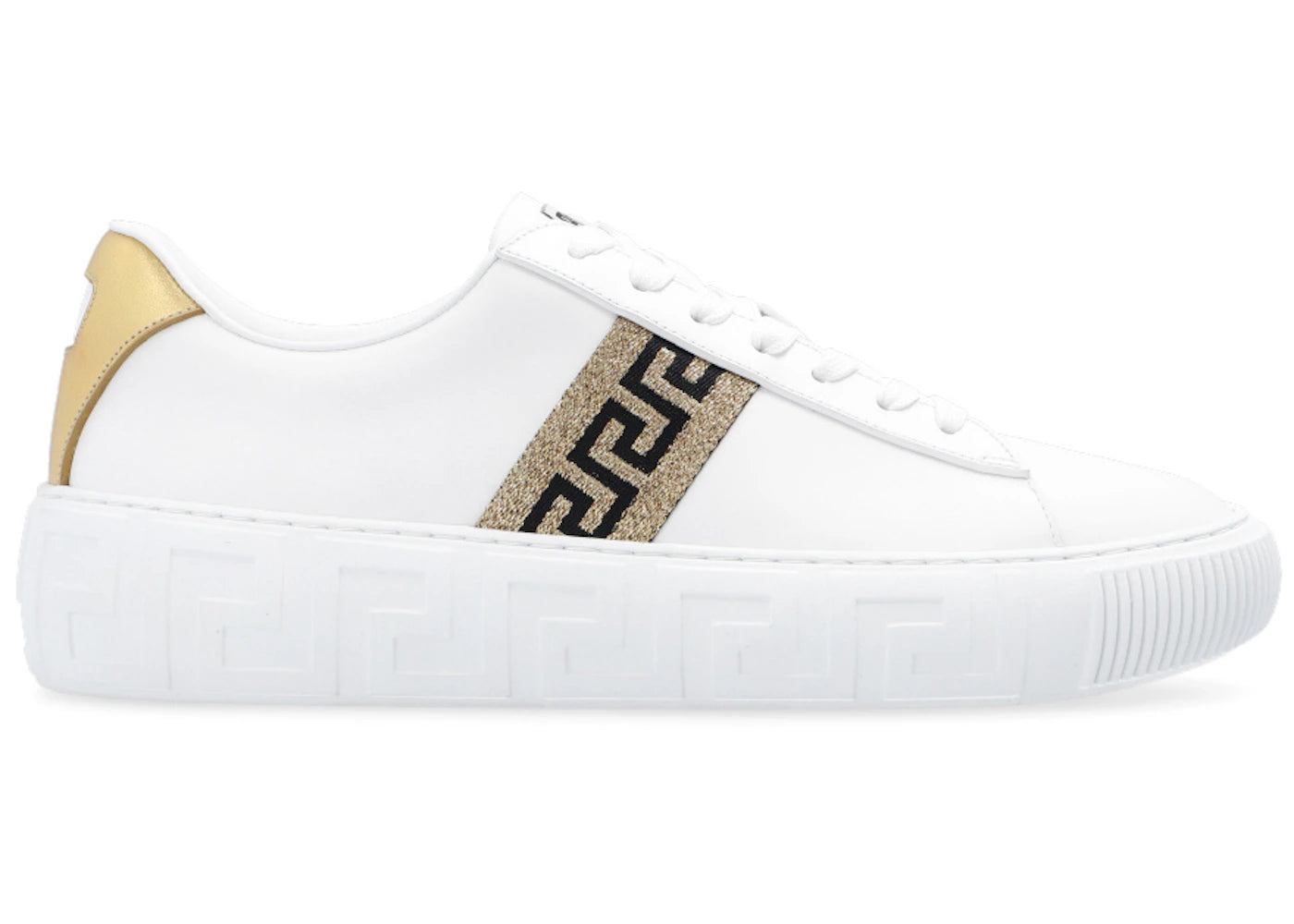 Versace Greca Leather Sneaker White Gold (Women's)