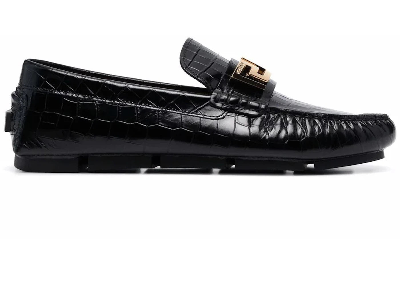 Versace Greca Loafer Croc Black