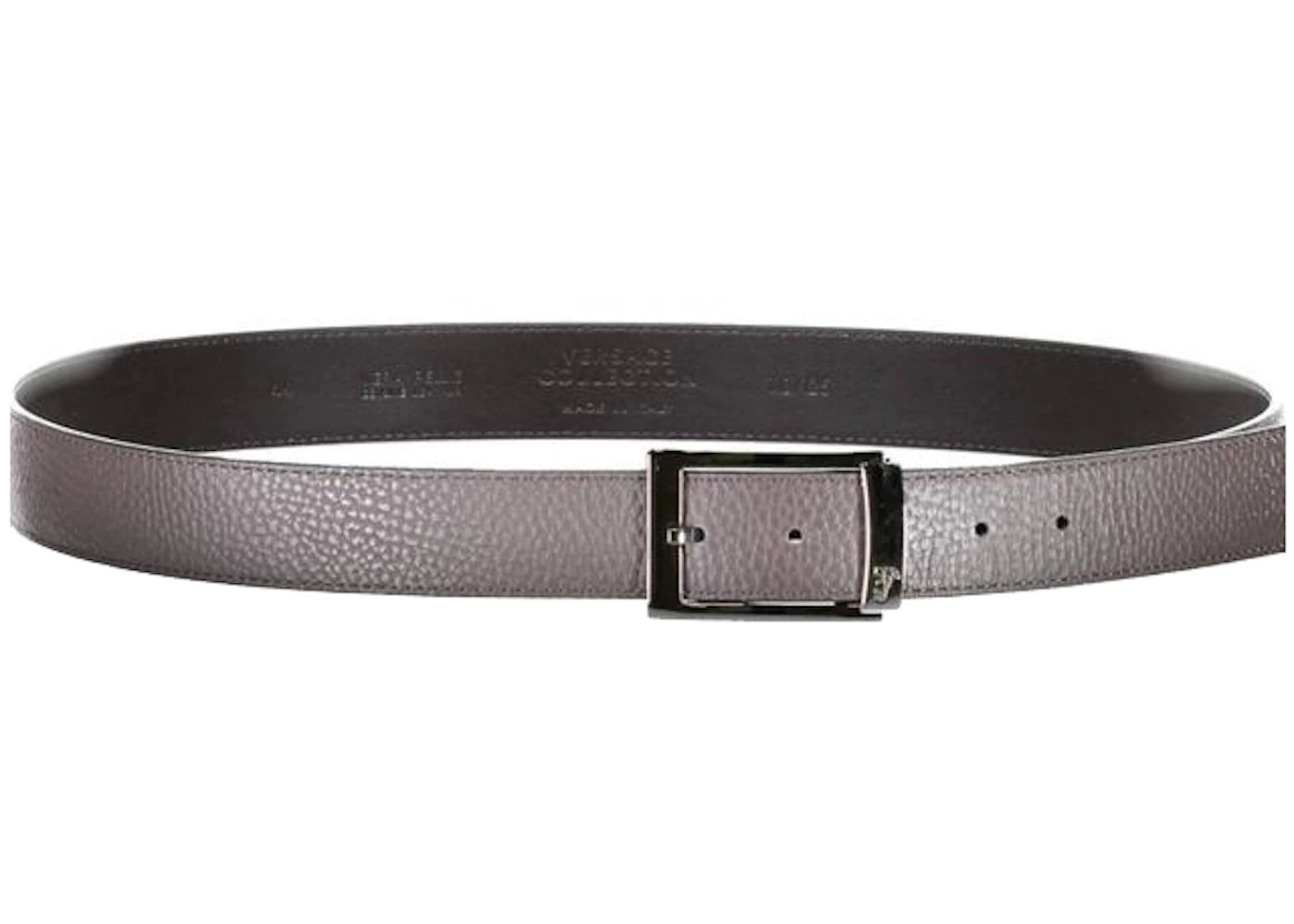 Versace Half Medusa Logo Leather Belt Brown